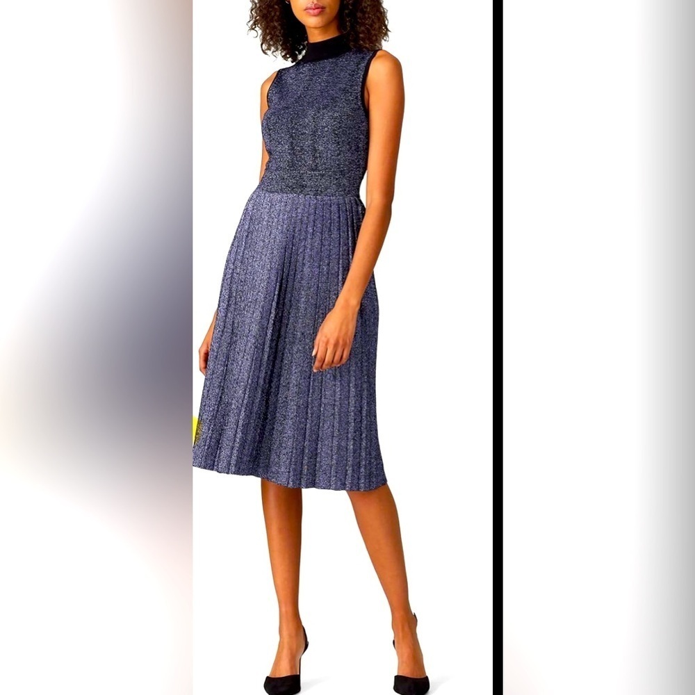 Kate Spade New York Purple Metallic Sweater Dress Pleated Skirt size Small